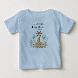 Süßer Baby-Giraffen-Junge-Baby-Party Blauer Safa Baby T-shirt