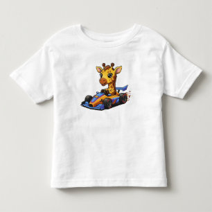 Süßer Baby-Giraffen-Rennwagenfahrer Kleinkind T-shirt