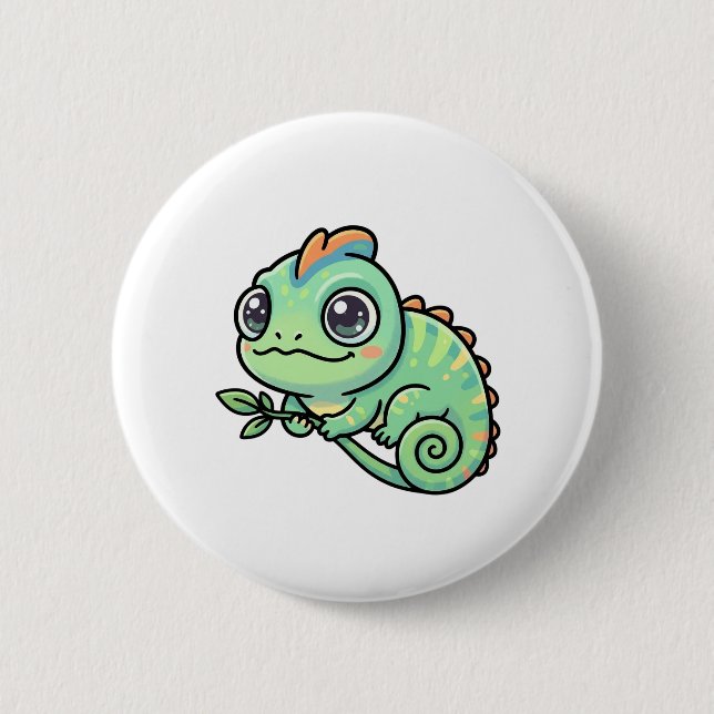 Süßer Baby-Grün-Chamäleon-Knopf Button (Vorderseite)
