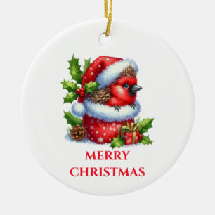 Süßer Baby-Kardinal-Weihnachten Keramik Ornament
