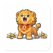 Süßer Baby-Löwe-Zodiac-Aufkleber – Kawaii goldener