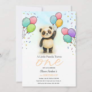 Süßer Baby-Panda-Ballon zum 1. Geburtstag Pfirsich Einladung