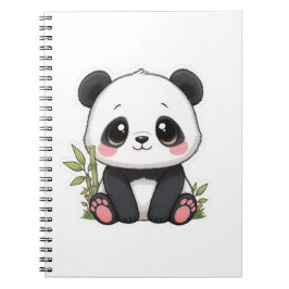 Süßer Baby-Panda mit Bambus Notizblock