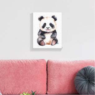 Süßer Baby-Panda-Wasserfarbe Leinwanddruck