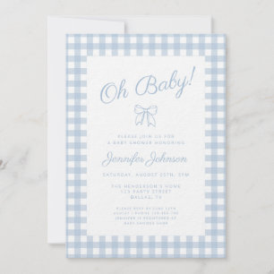 Süßer Baby-Party für einen Jungen mit blauem Schle Einladung