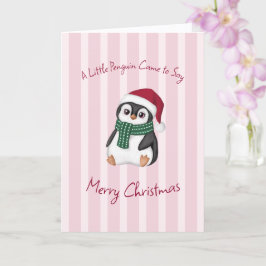 Süßer Baby-Pinguin mit Weihnachtsmannmütze Weihnac Karte