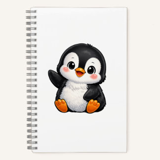 Süßer Baby Pinguin winkend Cartoon Charakter Kinde Notizbuch