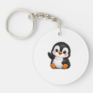 Süßer Baby Pinguin winkende Cartoonfigur Kinder Ka Schlüsselanhänger