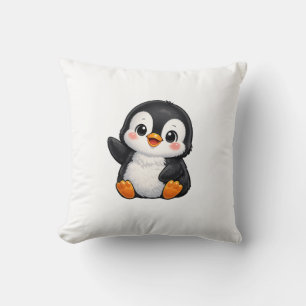 Süßer Baby Pinguin winkender Cartoon Charakter Kin Kissen