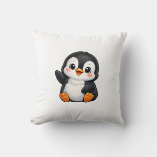 Süßer Baby Pinguin winkender Cartoon Charakter Kin Kissen