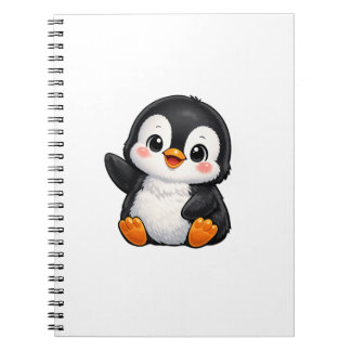 Süßer Baby Pinguin winkender Cartoon Charakter Kin Notizblock