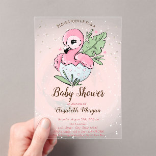 Süßer Baby Rosa Flamingo Sterne Baby Shower Acryleinladungen