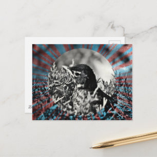 Süßer Baby-Rotkehlchen-Vogel in einem Busch Postkarte