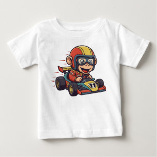 Süßer Baby-Schimpanse-Rennwagenfahrer Baby T-shirt