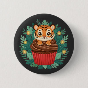 Süßer Baby-Tiger-Cupcake, liebenswertes Dschungelt Button