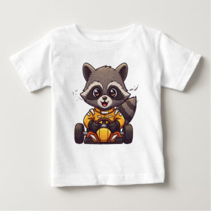 Süßer Baby-Waschbär-Rennwagenfahrer Baby T-shirt