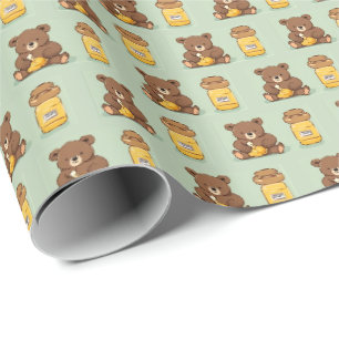 Süßer Babybär, der Honig isst Geschenkverpackungsp Geschenkpapier