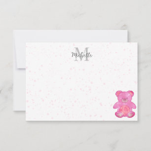 Süßer Babybär in Rosa personalisiert Mitteilungskarte