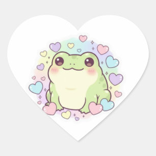Süßer Babyfrosch-Aufkleber Kawaii-Frosch mit Herze Herz-Aufkleber