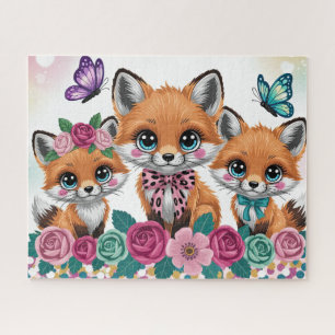 Süßer Babyfuchs mit Blumen Puzzle