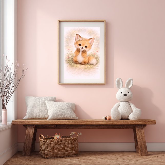 Süßer Babyfuchs Neutrales Kinderzimmer Kinder Poster (Von Creator hochgeladen)
