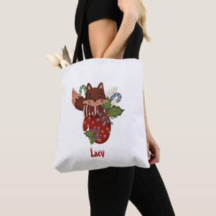 Süßer Babyfuchs und Weihnachts-Handschuh