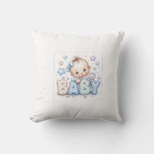 Süßer Babyjunge mit Teddybär & Sternen   Süße Kind Kissen