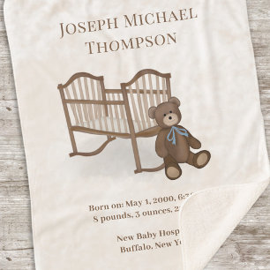 Süßer Babyname Geburtsstatistik Teddy Bär Custom Sherpadecke