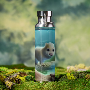 Süßer Babyotter im Teich - individuell Trinkflasche