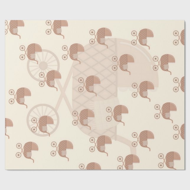 Süßer Babywagen Geschenkpapier (Flach)