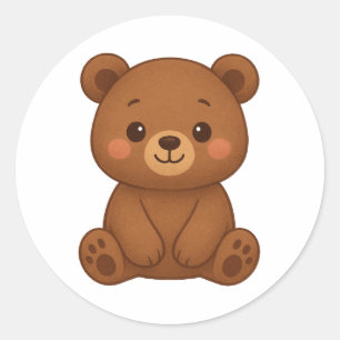 Süßer Bär-Aufkleber – Adorabler Kawaii-Teddybär Runder Aufkleber