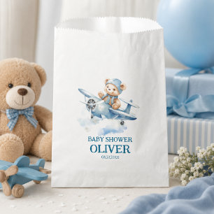 Süßer Bär Blaues Flugzeug Zeit Fliegt Eins 1. Gebu Geschenktütchen