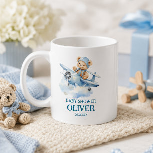 Süßer Bär Blaues Flugzeug Zeit Fliegt Eins 1. Gebu Kaffeetasse