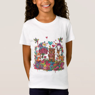 Süßer Bär Blumen Garten T-Shirt