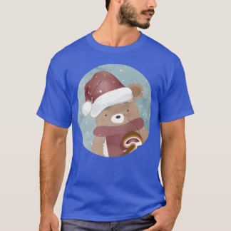 süßer Bär für Weihnachten mit Weihnachtsmütze Retr T-Shirt