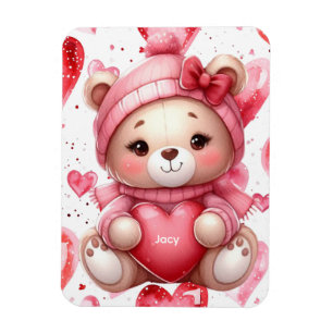 Süßer Bär hält Herzen Valentinstag Magnet