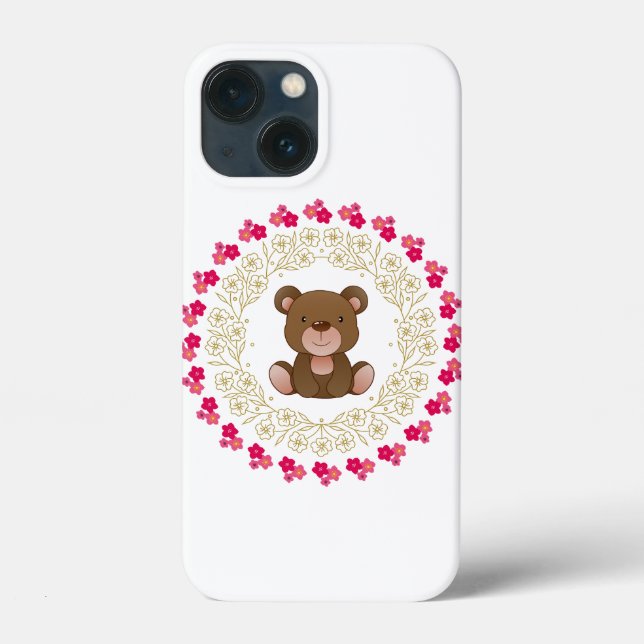 Süßer Bär in einem Blumenkranz Case-Mate iPhone Hülle (Rückseite)