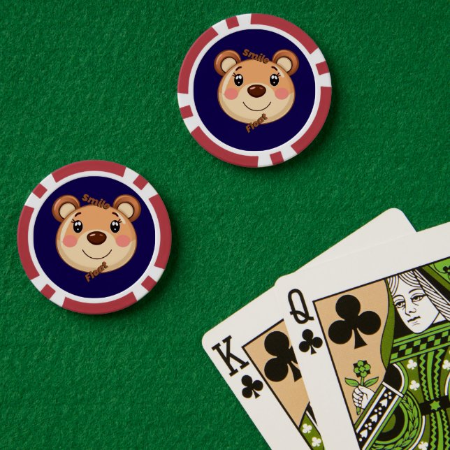 Süßer Bär lächelt Pokerchips (Pokertisch (doppelt))