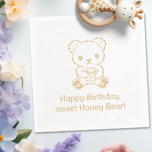 Süßer Bär mit Honigglas zum Geburtstag Servietten Mit Folie