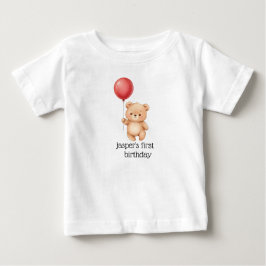 Süßer Bär mit rotem Luftballon und Partyhut, niedl Baby T-shirt
