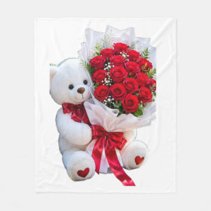 Süßer Bär mit roten Rosen Decke