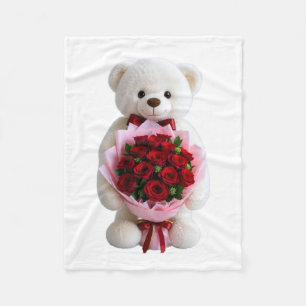 Süßer Bär mit roten Rosen Decke