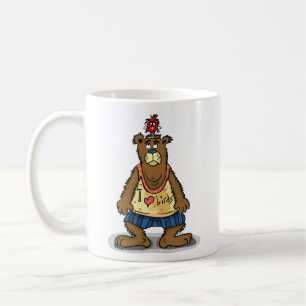 Süßer Bär mit Vogelnest Ich liebe die Natur Kaffeetasse