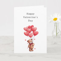 Süßer Bär rote Herzballons Valentinstag