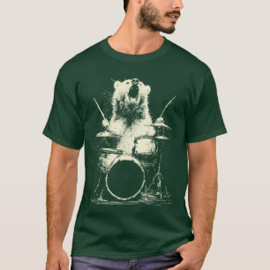 Süßer Bär spielt Schlagzeug Lustige Musik Tier Sch T-Shirt