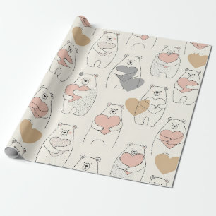 Süßer Bär und Herzen -- Pastell-Nursery (4) Geschenkpapier
