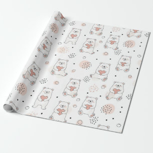 Süßer Bär und Herzen -- Pastell-Nursery (7) Geschenkpapier