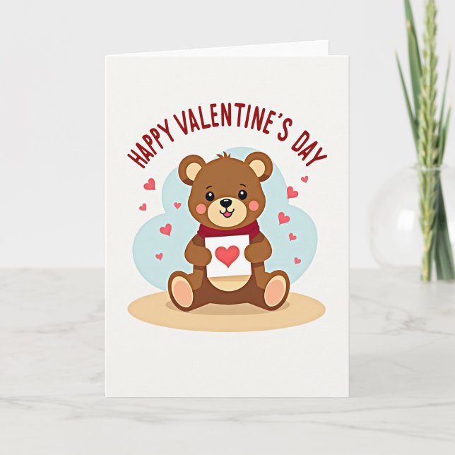 Süßer Bär Valentinstag Herz Karte (Vorderseite)