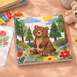 Süßer Bär Waldtier Kinder Skizzenbuch Notizbuch