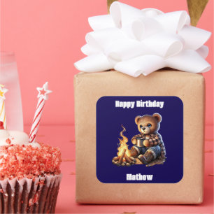 Süßer Bär zum Vatertag oder Geburtstag Quadratischer Aufkleber